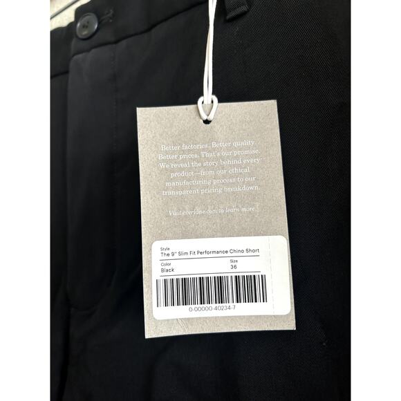 Everlane Men's The 9" Slim-Fit Performance Chino Short Black 36 NWT - Picture 8 of 9